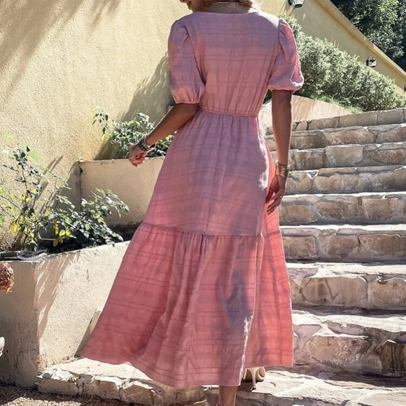 Boho  hot pink square neck A-line maxi dress - Picture 14 of 16